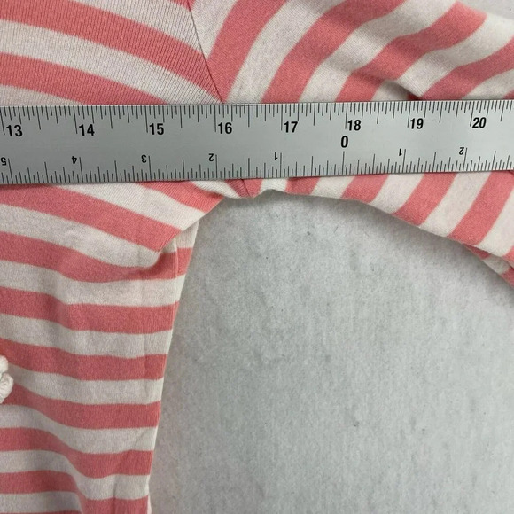 Caslon Hoodie Women Sm White Pink Flamingo Charm Striped Knit Drawstring Stretch - Picture 5 of 12